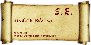 Sivák Réka névjegykártya